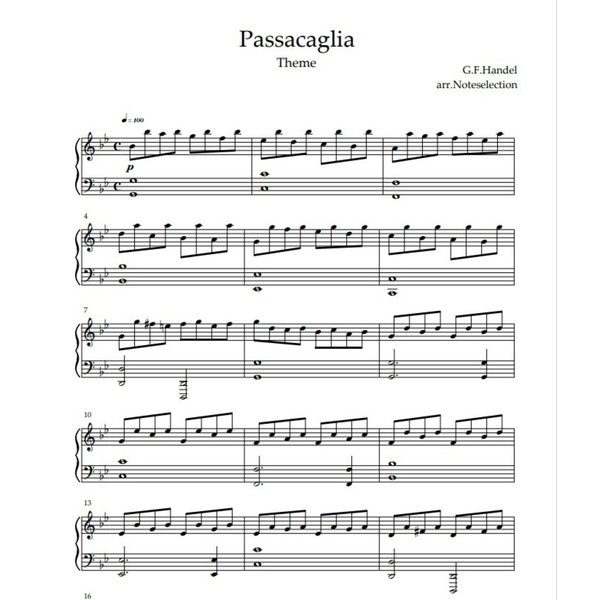 Passacaglia - Theme from Suite No.7 in G minor HWV 432 composed by G.F.Handel