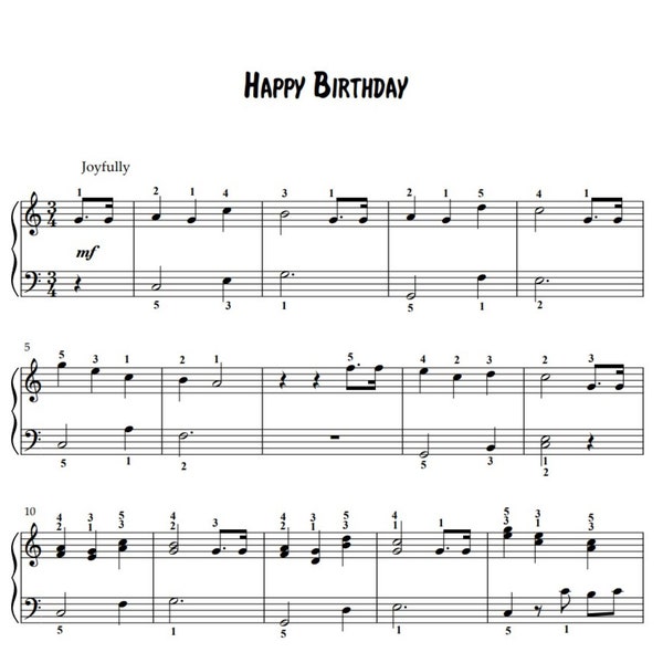 Happy Birthday - Easy Arrangement (Sheet Music Piano)