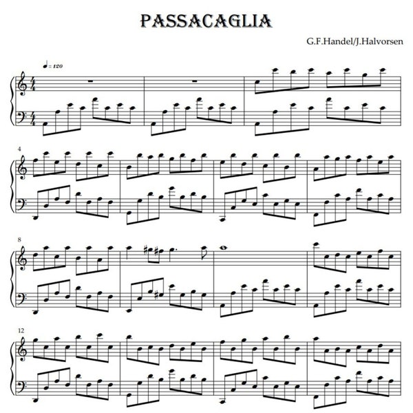 Passacaglia - Handel/Halvorsen (Partition piano)