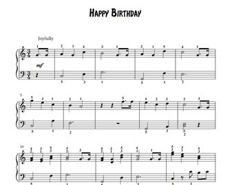 Happy Birthday - Piano Sheet Music (instant PDF Download) - Etsy