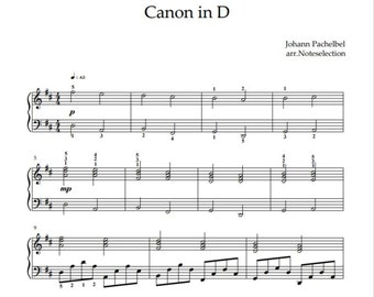 Canon in D -Johann Pachelbel (Partition piano)