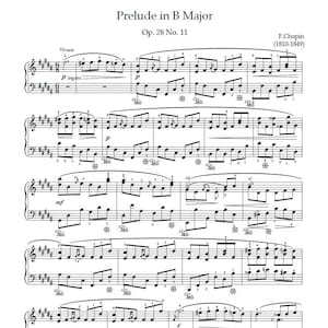 Prelude in B Major, Op. 28 No. 11 – Frédéric Chopin | Printable PDF Sheet Music