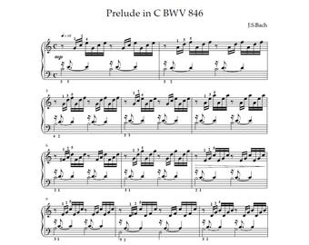 Prelude in C BWV 846 - J.S. Bach, Piano Sheet Music (Instant PDF Download)