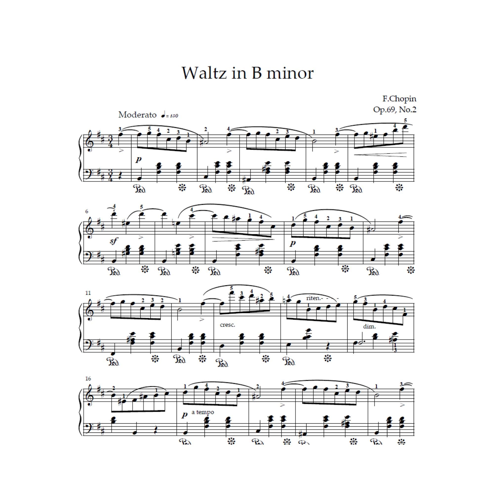 Chopin – Waltz in B Minor Op. 69 No. 2 – Digital Sheet Music (PDF