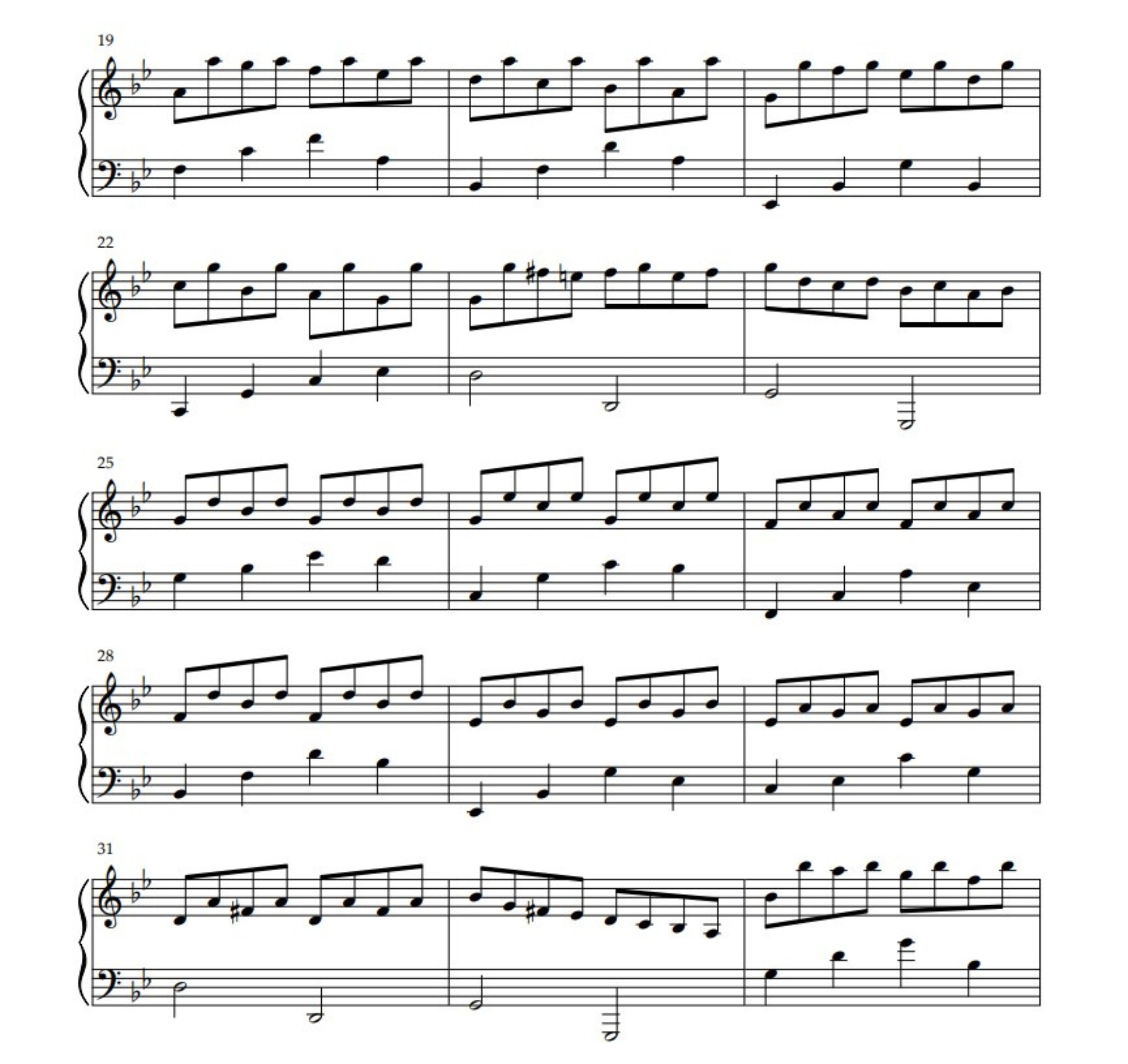 ヘンデルのパッサカリア楽譜：組曲第7番ト短調のテーマ（PDF