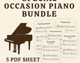 Special Occasion Piano Sheet Music Bundle – 5 PDF Scores – Wedding, Birthday, Classical