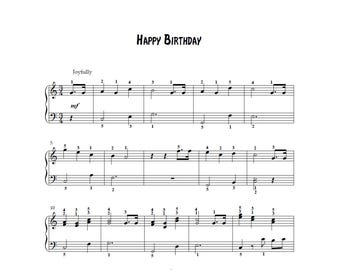 Happy Birthday for Piano – Easy Piano Sheet Music, Instant PDF Download