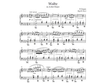 Chopin Waltz in A-flat Major Op. 69 No. 1 “Farewell Waltz” Piano Sheet Music (PDF)