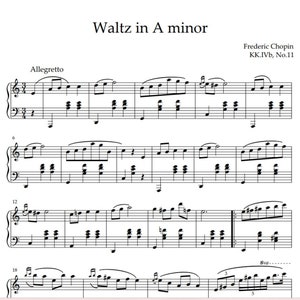 Fryderyk Chopin - Waltz in A minor (PDF Sheet Music)
