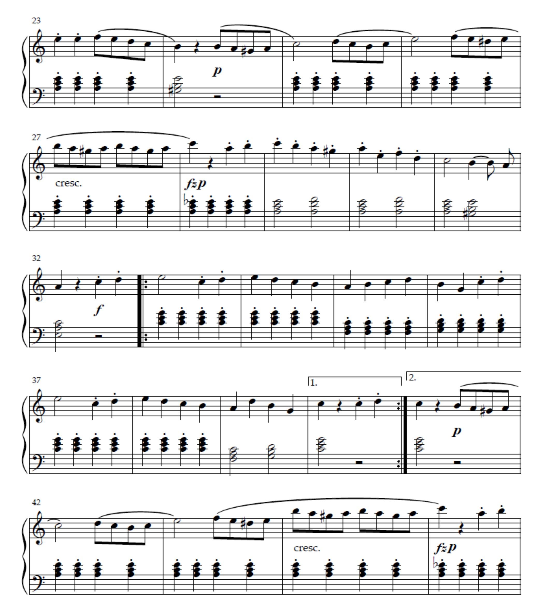 モーツァルト – トルコ行進曲 | 簡略版・短縮版 | ピアノ楽譜（PDF
