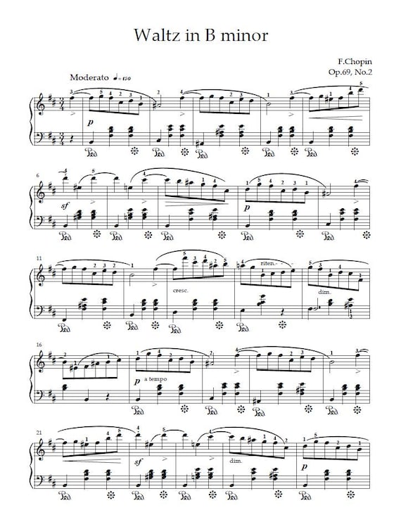 ショパン – ワルツ ロ短調 作品69-2 – デジタル楽譜 (PDF) - Etsy 日本
