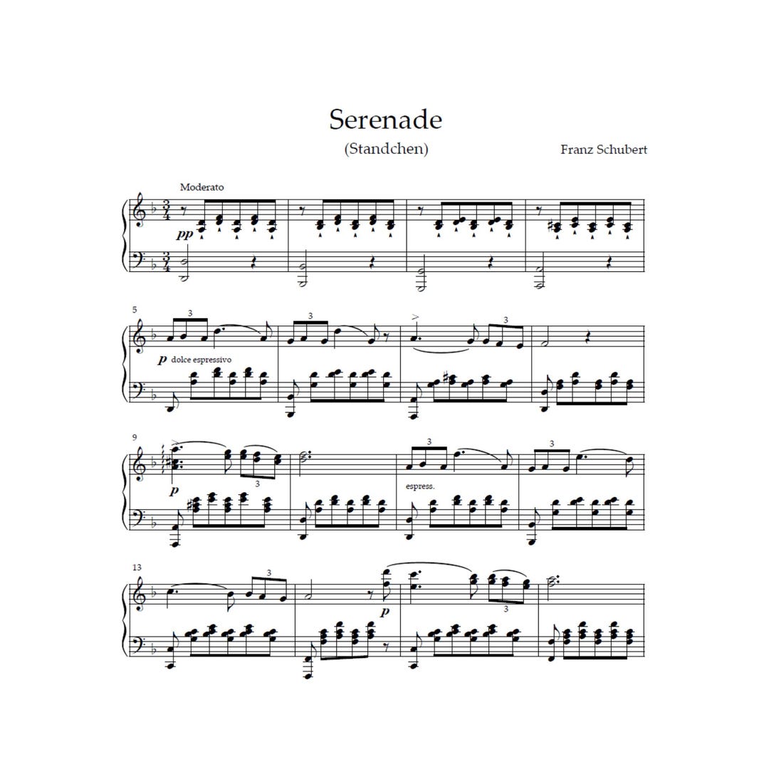 Franz Schubert – Serenade (Ständchen) – Klaviernoten (digitaler