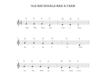 Old MacDonald Piano Sheet Music for Kids – Beginner Piano PDF