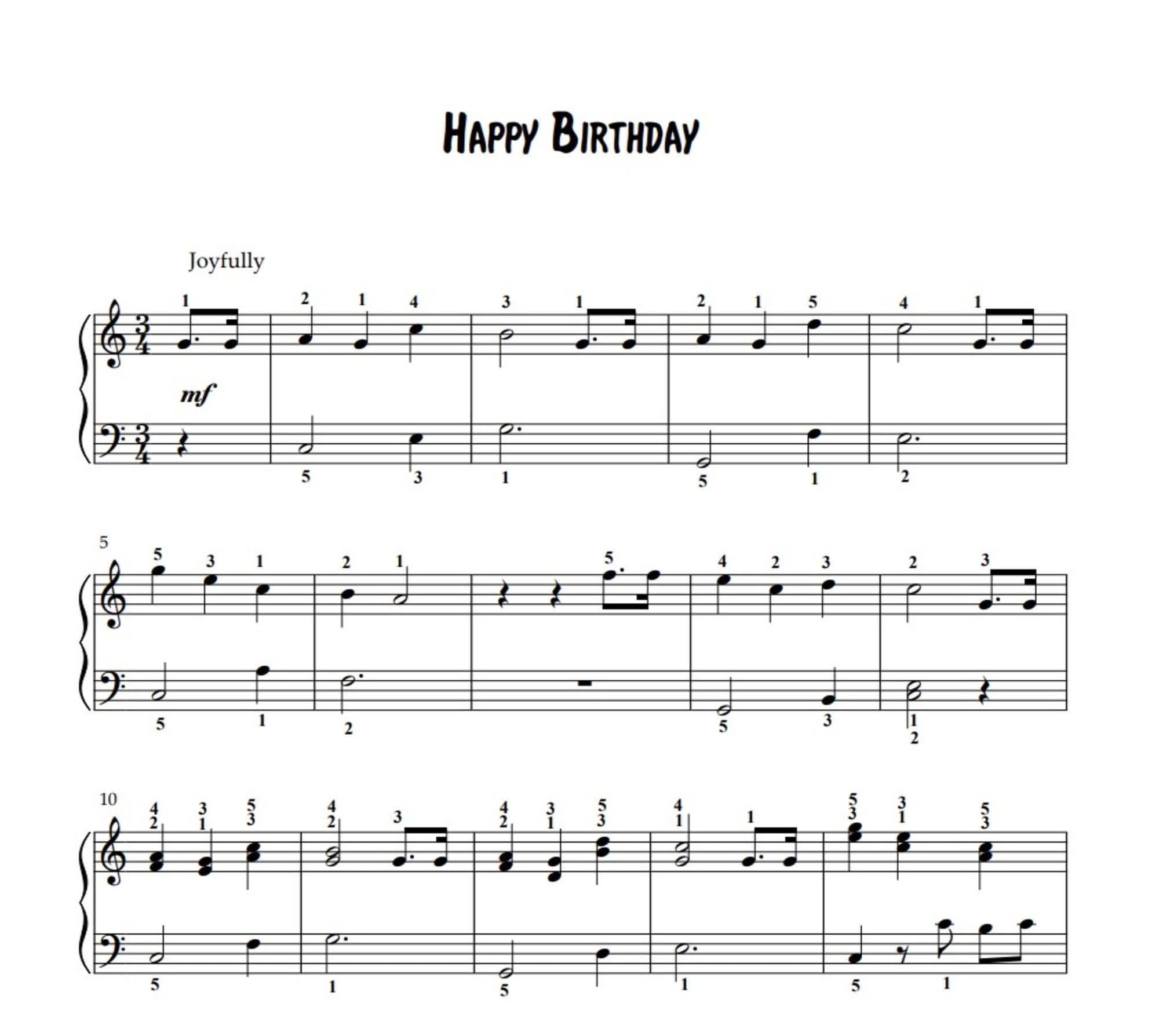 Happy Birthday Easy Arrangement Sheet Music Piano