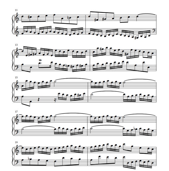 J.S.バッハ - インヴェンション第1番 ハ長調、ピアノ楽譜（デジタル