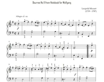 Leopold Mozart – Bourrée No. 11 | Beginner Classical Piano Sheet Music (PDF)