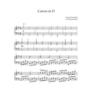 Canon in D - Johann Pachelbel, (arr.Noteselection, Digital Download PDF)