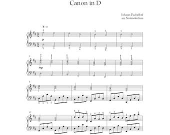 Canon in D - Johann Pachelbel, (arr.Noteselection, Digital Download PDF)