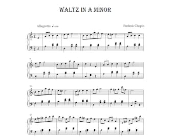 Chopin Waltz in A Minor – Simplified Piano Sheet Music PDF | Easy Classical Piano | Instant Download