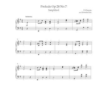 Chopin Prelude Op. 28 No. 7 Easy Piano Sheet Music – Simplified Version