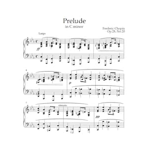 Frederic Chopin - Preludio en do menor, partitura para piano (Descarga instantánea en PDF)