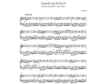 Chopin Raindrop Prelude Easy Piano Sheet Music – Simplified Version – Main Theme – Digital Download PDF