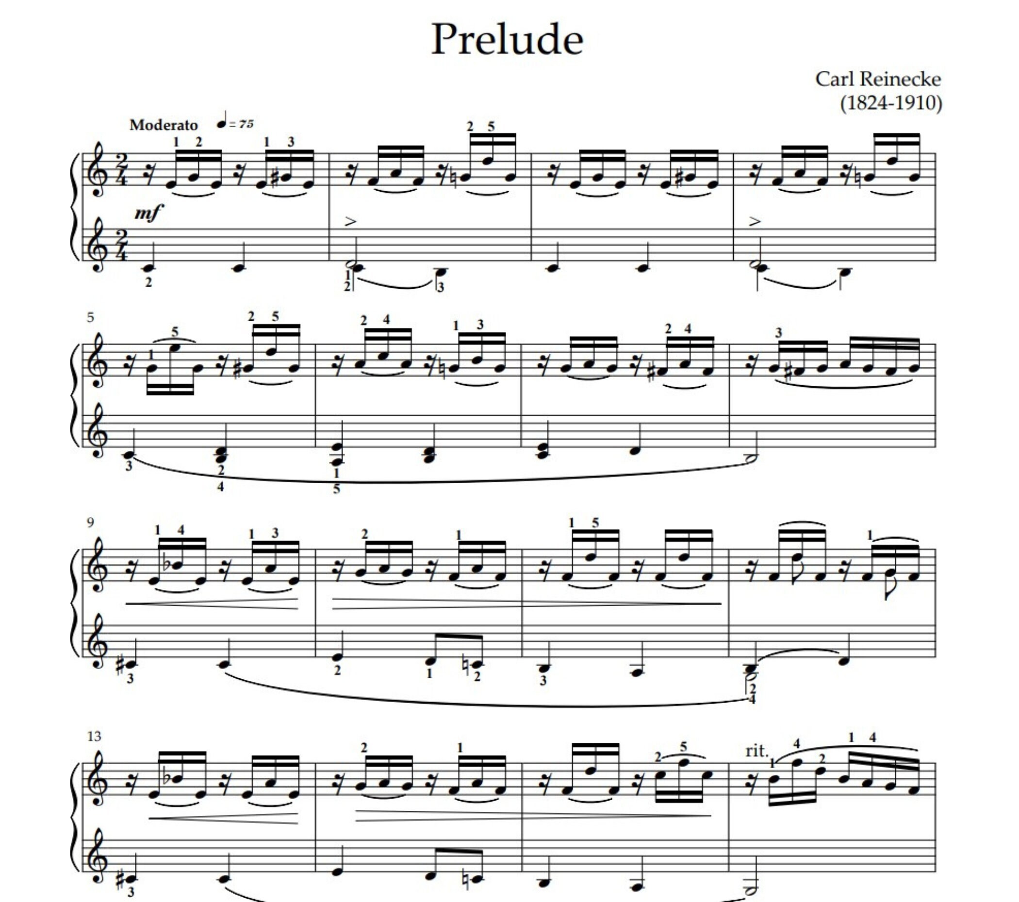 Carl Reinecke – Prelude From Serenade No. 1, Op. 183 | Piano Sheet
