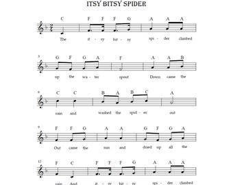 Itsy Bitsy Spider Piano Sheet Music for Kids – Beginner Piano PDF