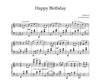 Feliz cumpleaños - Partitura para piano (Descarga instantánea en PDF)