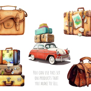 Traveling Clipart, Suitcase Clip Art, Png. Digital Watercolor. Free ...