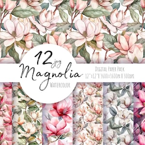 Magnolia digitaal papier, naadloos patroon, bloemenpatroon. Bloemen clipart zomer digitaal papier. Aquarel digitaal papier Gratis commercieel gebruik
