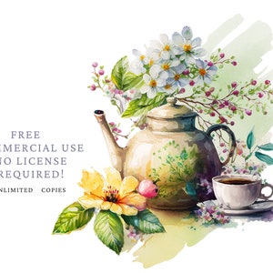 Spring Tea Time Clipart, Garden Picnic Clip Art, Png. Digital ...