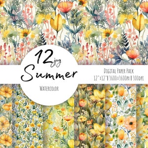 Bloemen digitaal papier, naadloos patroon, bloemenpatroon. Floral clipart, groen digitaal papier. Aquarel digitaal papier Gratis commercieel gebruik