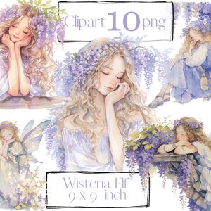Blauweregen Fairy clipart, elf illustraties, png. Digitale aquarel. Gratis commercieel gebruik. Zomer, elf, bos clipart, magie, elf. Wonderland