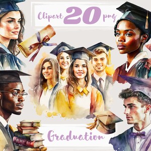 Graduierung Clipart. Schule und Uni Clip Art. Studenten Aquarell,png. Digitales Aquarell. Kostenlose kommerzielle Nutzung
