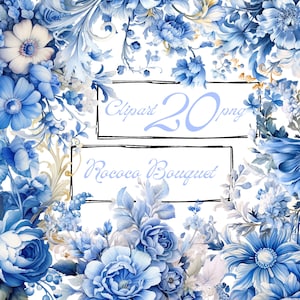 Blauwe bloemen PNG, aquarel bloemen clipart boeketten, boho boeketten, vintage bloemen, elementen, gratis commercieel gebruik, digitale clipart PNG