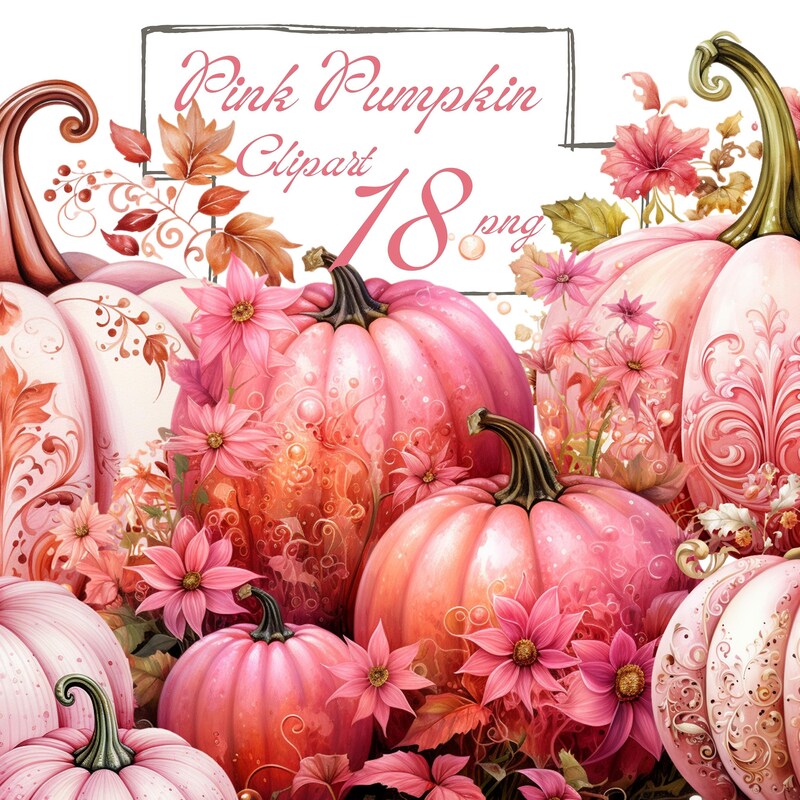 Pink Pumpkin Clipart - Etsy