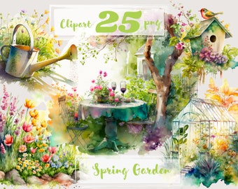 Spring garden clipart, floral clip art, png. Digital watercolor. Free commercial use. Summer, Bouquets, Bohemian, Boho flowers. Greenery