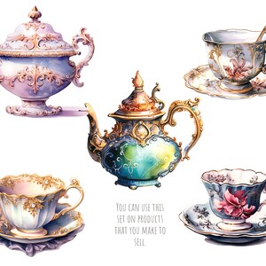 Tea Time Clipart Tea Set Rococo Clip Art Vintage Teacup - Etsy