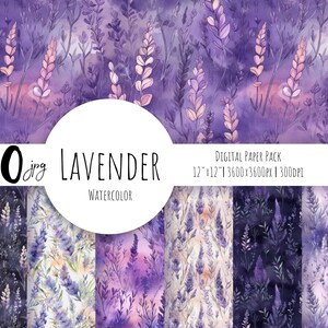 Lavendel digitaal papier, bloemen digitaal papier, naadloos patroon, bloemenpatroon. Bloemen clipart. Aquarel digitaal papier Gratis commercieel gebruik