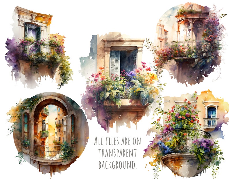 Balcony Clipart Window Clip Art Png. Digital Watercolor. - Etsy