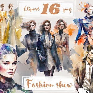 Modeshow Clipart, mode clipart, meisje clipart, ontwerp, Beige Mode illustratie, png. Digitale aquarel. Gratis commercieel gebruik