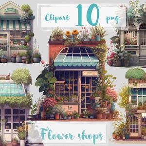 Bloemenwinkel clipart, bloemenwinkel png. Digitale aquarel. Commercieel gebruik, scrapbooking. Bloemenmarkt, aquarel winkel illustratie