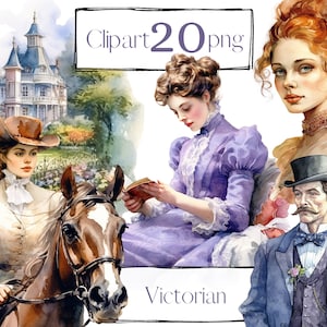 Victorian clipart, Vintage Lady clipart, PNG bundle. Scrapbooking. Junk Journal, Paper Crafts. Digital watercolor png. Free commercial use