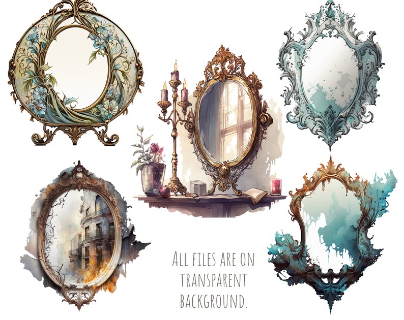 Mirror Clipart. Vintage Clipart Retro Clip Art Boho. Etsy