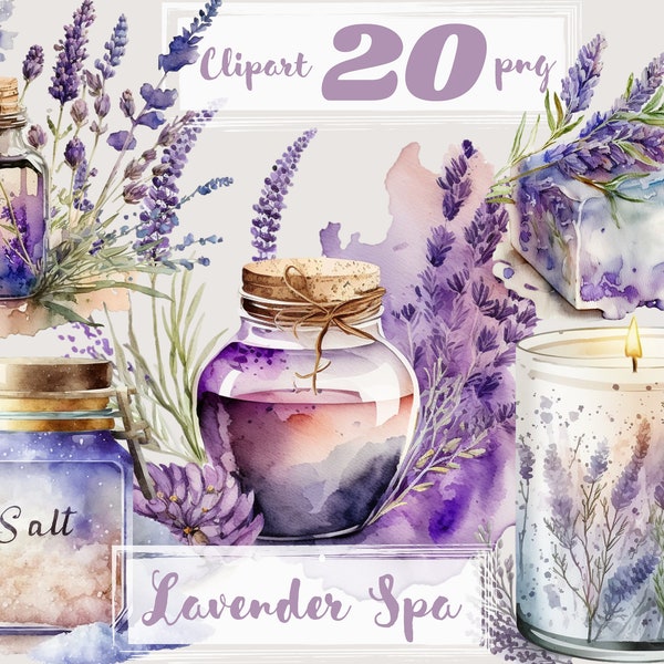 Lavender spa clipart. Lavender clipart. PNG Digital watercolor lilac clipart, summer floral Provence. Free commercial use. Instant Download.