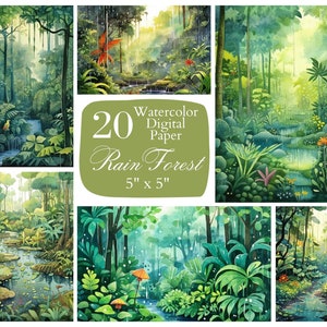 Carta digitale Rain Forest, legno tropicale. Carta per album ad acquerello per uso commerciale gratuito. Junk Journal, Paper Crafts, download istantaneo.