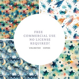 Star Digital Paper, Seamless Pattern, Sky Pattern. Moon Clipart, Night ...