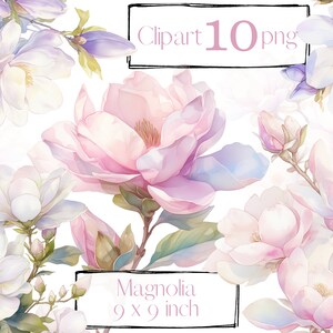 Magnoliaclipart. Bloemenclipart, boeket, bloemen, bruiloftsuitnodiging, trouwkaart, ongewenste dagboek, png. Digitale aquarel. Gratis commercieel gebruik