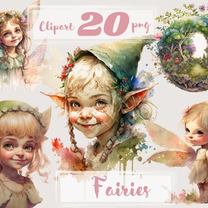 Fairy clipart, elf clip art, png. Digitale aquarel. Gratis commercieel gebruik. Zomer, pixie, kabouter, magie, pixy. Wonderland, sprookjesland.